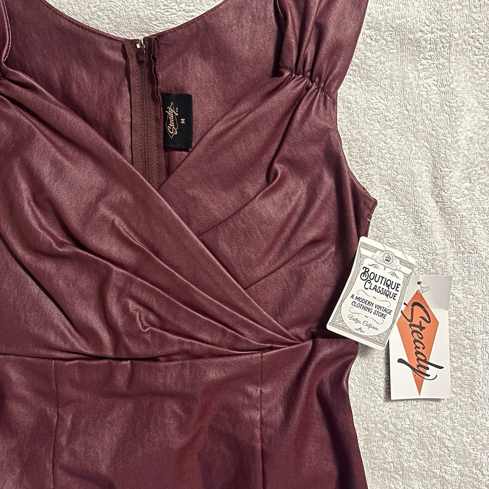 NWT Rock Steady Wine Colored Dress Rockabilly Retro Pinup Wiggle Pencil Size M